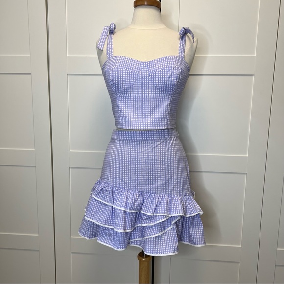 Lilly Pulitzer Dresses & Skirts - Lilly Pulitzer Rosalie Skirt Set Light Lilac Verbena Gingham 8